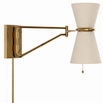 Gable Swing Arm Wall Sconce - Antique Brass / Oyster