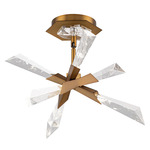 Solitude Color-Select Semi Flush Ceiling Light - Aged Brass / Optic Haze Quartz
