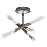 Solitude Color-Select Semi Flush Ceiling Light - Antique Nickel / Optic Haze Quartz