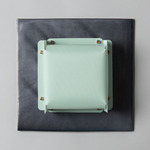Field Square Warm Dim Wall Sconce - Graphite / Sky Fabric