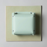Field Square Warm Dim Wall Sconce - Pale Fiberglass Green / Sky Fabric