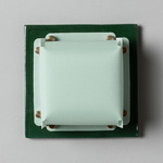 Field Square Mini Warm Dim Wall Sconce - Chrome Green / Sky Fabric