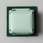 Field Square Mini Warm Dim Wall Sconce - Chrome Green / Sky Fabric