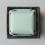 Field Square Mini Warm Dim Wall Sconce - Obsidian / Sky Fabric