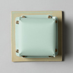 Field Square Mini Warm Dim Wall Sconce - Pale Fiberglass Green / Sky Fabric