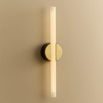Kilter 2.0 Wall Sconce - Dark Grey Canopy / Brushed Brass Plate / Frosted