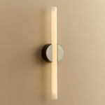 Kilter 2.0 Wall Sconce - Dark Grey Canopy / Brushed Steel Plate / Frosted