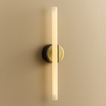 Kilter 2.0 Wall Sconce - Dark Grey Canopy / Polished Brass Plate / Frosted