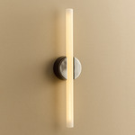 Kilter 2.0 Wall Sconce - Dark Grey Canopy / Polished Steel Plate / Frosted