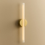Kilter 2.0 Wall Sconce - Solid Brass Canopy / Brushed Brass Plate / Frosted