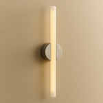 Kilter 2.0 Wall Sconce - Brushed Steel Canopy / Brushed Steel Plate / Frosted