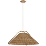 Richard Convertible Semi Flush Pendant - Patina Brass / Natural Rattan