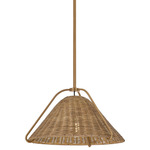 Richard Convertible Semi Flush Pendant - Patina Brass / Natural Rattan