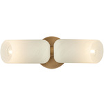 Hermann Double Wall Sconce - Patina Brass / Matte Cloud