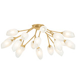 Aldean Semi Flush Ceiling Light - Vintage Gold Leaf / Etched Glass