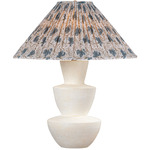 Kamas Table Lamp with Gathered Taper Shade - Ivory Cream / Bloom Slate