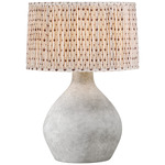 Zen Table Lamp with Gathered Drum Shade - Alabastrino / Primose Red