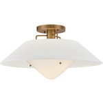 Otto Semi Flush Ceiling Light - Patina Brass / White