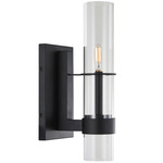 Cardiff Wall Sconce - Matte Black / Clear