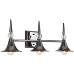 Tromba Bathroom Vanity Light - Black Chrome / Crystal