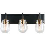 Bromyard Bathroom Vanity Light - Black / Brass / Clear