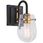 Bromyard Wall Sconce - Black / Brass / Clear