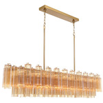 Addis Linear Chandelier - Aged Brass / Amber