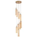 Addis Round Multi-Light Pendant - Aged Brass / Amber