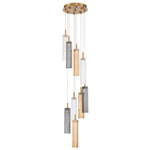 Addis Round Multi-Light Pendant - Aged Brass / Autumn