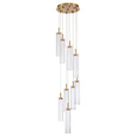 Addis Round Multi-Light Pendant - Aged Brass / Clear