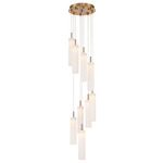 Addis Round Multi-Light Pendant - Aged Brass / White
