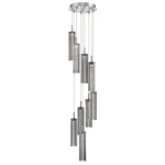 Addis Round Multi-Light Pendant - Polished Chrome / Smoke