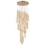 Addis Round Multi-Light Pendant - Aged Brass / Amber