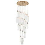 Addis Round Multi-Light Pendant - Aged Brass / Clear