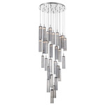 Addis Round Multi-Light Pendant - Polished Chrome / Smoke