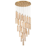 Addis Round Multi-Light Pendant - Aged Brass / Amber