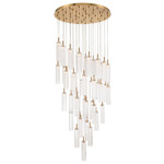 Addis Round Multi-Light Pendant - Aged Brass / Clear