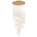 Addis Round Multi-Light Pendant - Aged Brass / White