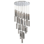 Addis Round Multi-Light Pendant - Polished Chrome / Smoke