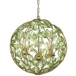 Bridget Globe Chandelier - Soft Gold / Green