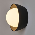 Berm Orb Wall Sconce - Black Oak / Frosted