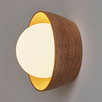 Berm Orb Wall Sconce - Natural Oak / Frosted
