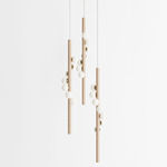 Willow Trio Pendant - Natural Oak / Brushed Brass