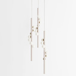 Willow Trio Pendant - White Oak / Brushed Brass