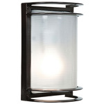 Nevis Outdoor Wall Light - Bronze / Ribbed Frosted Glass