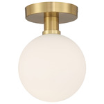Michelle Semi Flush Ceiling Light - Antique Brass / Opal