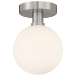 Michelle Semi Flush Ceiling Light - Brushed Steel / Opal