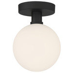 Michelle Semi Flush Ceiling Light - Matte Black / Opal