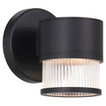 Ari Outdoor Shade Wall Light - Black / Clear Ribbed