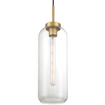 Elle Pendant - Antique Brushed Brass / Clear
